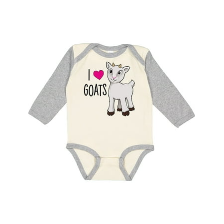 

Inktastic I Love Goats- cute goat Boys or Girls Long Sleeve Baby Bodysuit