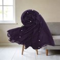 thumbnail image 4 of Lepsheexh Womens Scarf Breathable Bali Yarn Solid Head Wrap Shawl Scarf With Colorful Pearls Sewn On Both Sides, 4 of 4