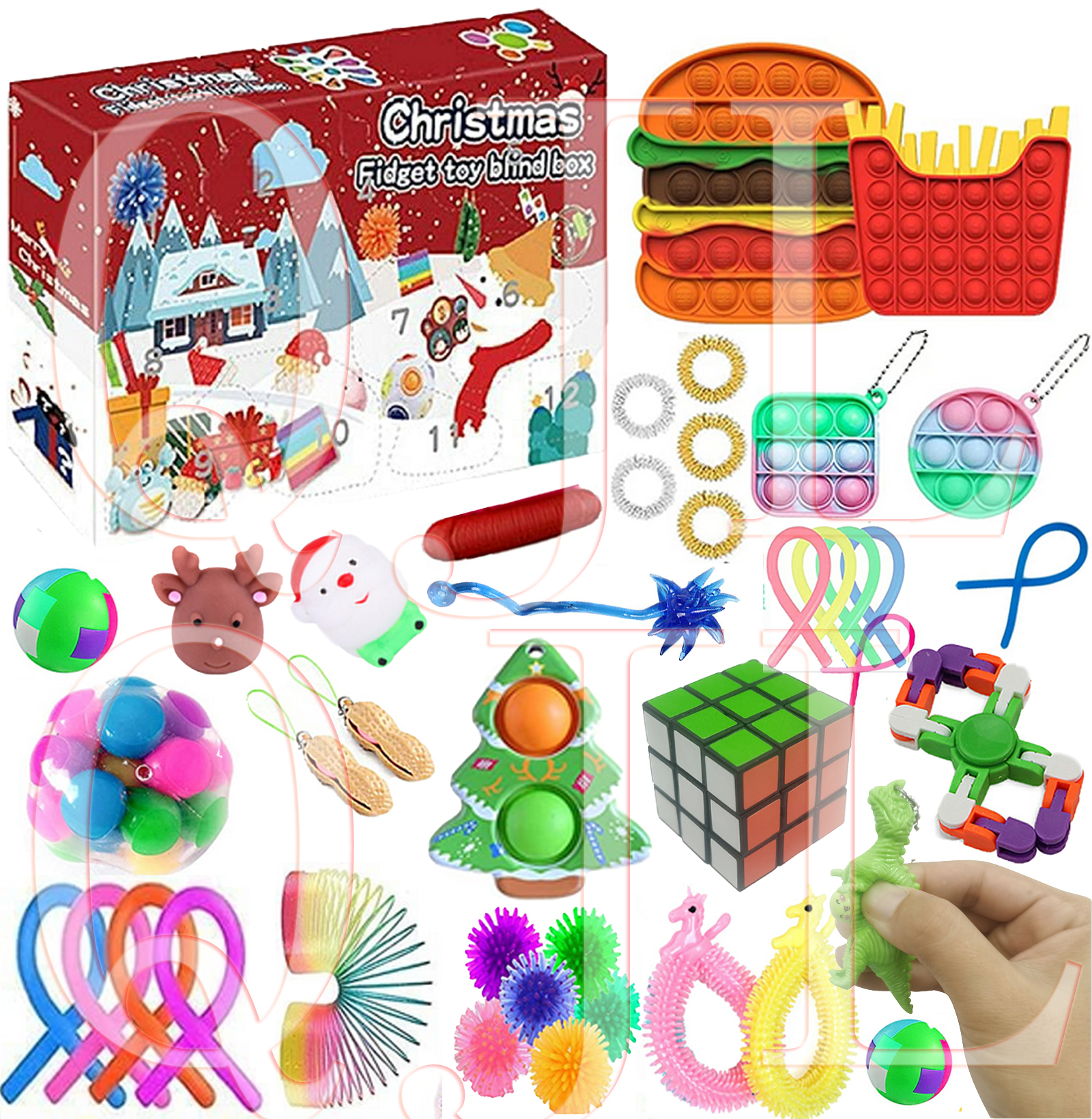 42Pcs TIK Tok Fidget Toys Pack Sensory Fidget Toys Push Bubble Pop Toy