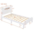 thumbnail image 5 of Rugerasy Wood Platform Bed Unique Bear Shape Design with 10 Solid Wood Slats 300LBS High Load Capacity Bed Frame for Teens,White, 5 of 8