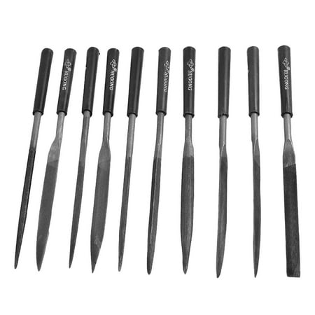 

10 Pcs Metal Shank Precision Jewelers Hand Flat Needle Checkering Files