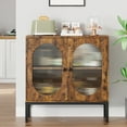 thumbnail image 5 of EastVita Rattan Cabinet,Sideboard Cabinet with Doors & Shelves,Entryway Storage Buffet Cabinet,Retro,Changhong Glass, 5 of 8
