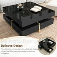 PORKISS Square Coffee Table, Modern High Gloss Coffee Table with ...