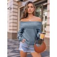 thumbnail image 2 of Womens Off The Shoulder Sweater Oversized Batwing Sleeve Loose Pullover Sweaters Tops, 2 of 13