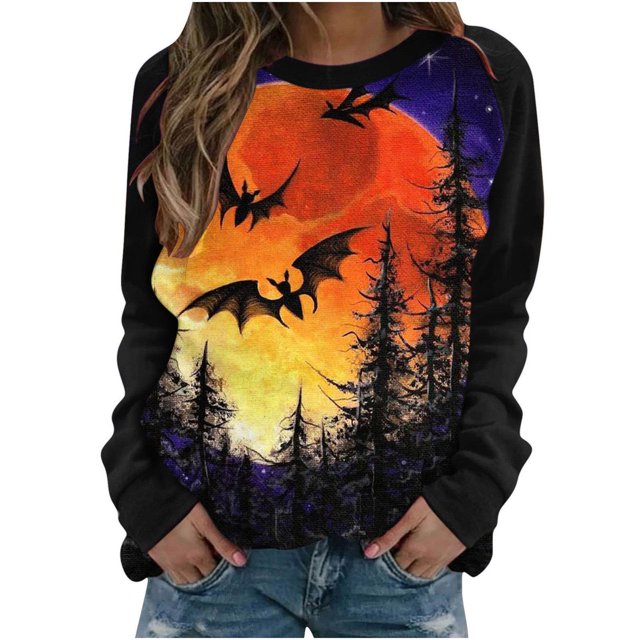 Camisas Para Mujer Camisetas de Gran Tamaño Manga Larga Cosplay Impreso Cuello Redondo Casual Pullover Tops Odeerbi ODB135216