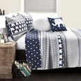 thumbnail image 3 of Lush Decor Elephant Stripe Quilt Navy 5Pc Set Full/Queen, 3 of 8