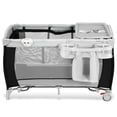 thumbnail image 4 of Corralito Portátil 4 En 1 Con Cuna, Corral Grande Para Bebés Y Niños Pequeños, Cambiador Para Recién Nacidos, Capota Ajustable, Cesta De Almacenamiento Y Bolsa De Viaje, Color Gris., 4 of 6