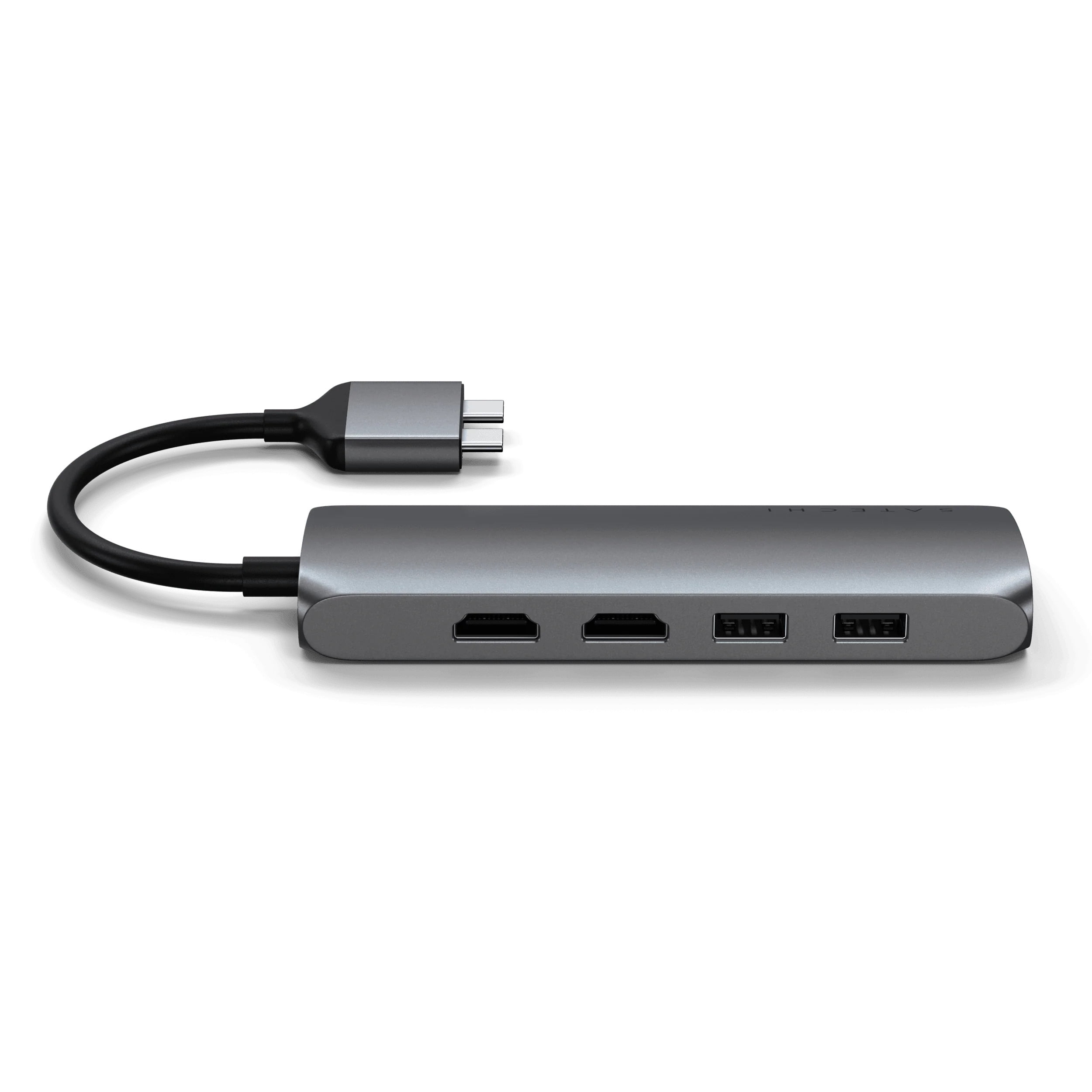 Satechi USB Type-C Dual Multimedia Adapter for Select Apple MacBooks and Mac Mini, Space Gray