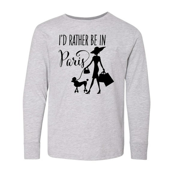 Inktastic I'd Rather Be in Paris- shopping and travel Long Sleeve Youth T-Shirt