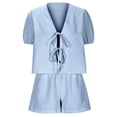 thumbnail image 3 of Bixock Women's 2 Piece Loungewear Set,Short Sleeve Shorts Pajama Set,Fashion Plaid Front Cardigan Top Plaid Set, 3 of 4