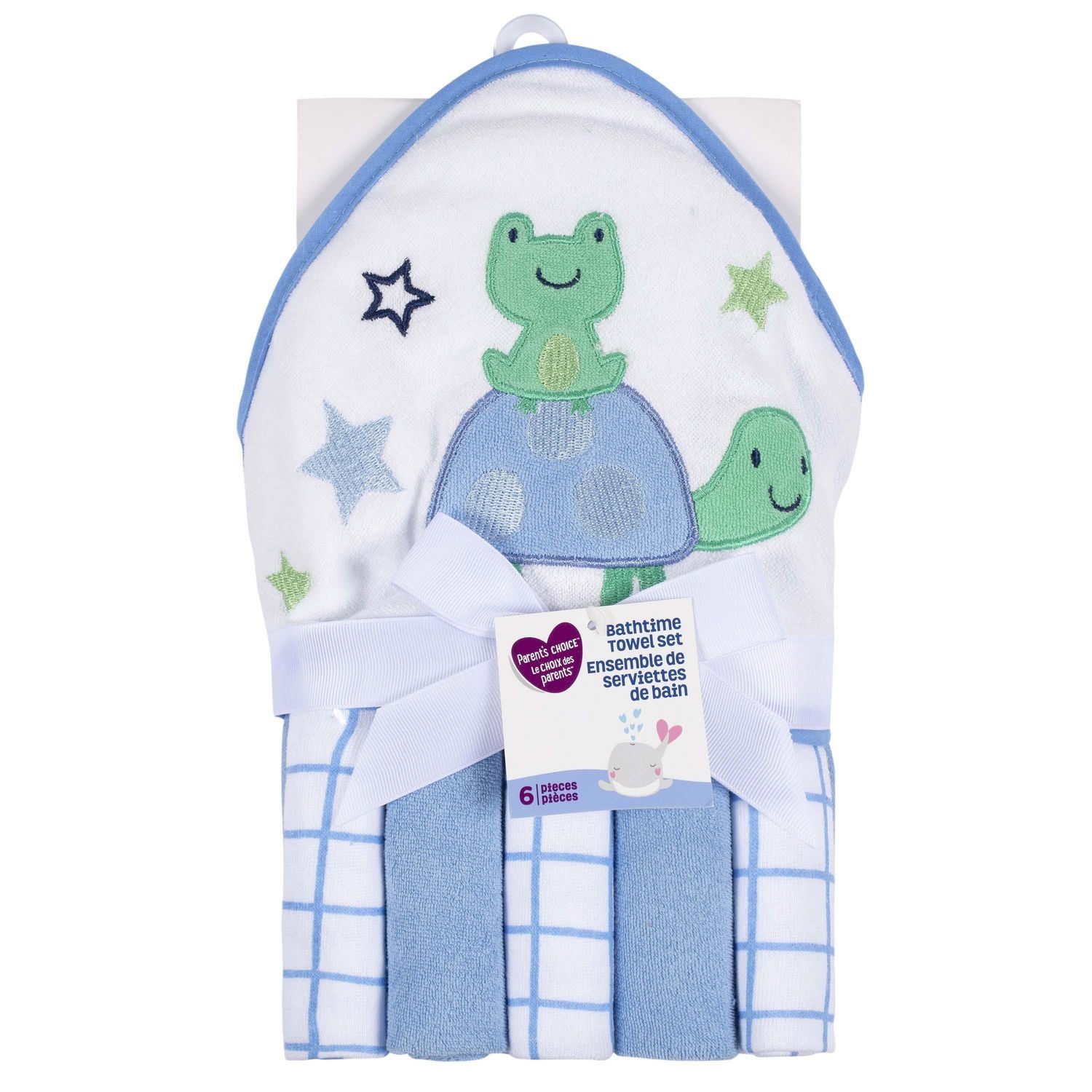 Parent’s Choice Hooded Towel and 5 Washcloths Set, Boy