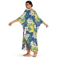thumbnail image 2 of Xoenoiee Tropical Plumeria Flower Print Mumu Dresses for Women Plus Size, Monstera Palm Leaves Bohemian Kaftan Dress Batwing Sleeve Caftan Beach Cover Up Summer Long Maxi Nightgown Soft Loungewear, 2 of 7