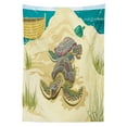 thumbnail image 3 of Ambesonne Beach Tablecloth Rectangular Table Cover, Sea Turtles Sand Boat, 60"x84", Pale Yellow Green Teal, 3 of 4