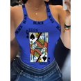 thumbnail image 3 of Top De Camisola Delgado Con Estampado De Reina De Póquer, Top De Tirantes De Espagueti Con Lazo Trasero Sexy Para El Verano, Ropa De Mujer, 3 of 4