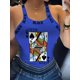 thumbnail image 3 of Top De Camisola Delgado Con Estampado De Reina De Póquer, Top De Tirantes De Espagueti Con Lazo Trasero Sexy Para El Verano, Ropa De Mujer, 3 of 4