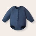 thumbnail image 2 of mgoYE Toddler Baby Boy Girl Bubble Romper Infant Oversized Plain Long Sleeve Crewneck Sweatshirt Bodysuit Cute Clothes(Navy,18-24 Months ), 2 of 6