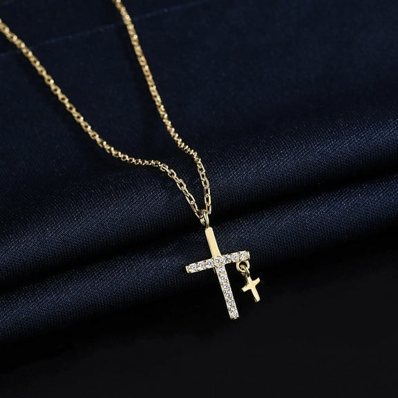 Perimade Unique Cross Necklace Sterling Silver with Gold overlay