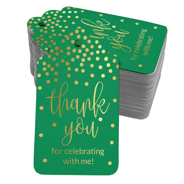 Inkdotpot Real Gold Foil ThankYou For Celebrating With Me Birthday Tags Favor Hang Paper Tags 50 Pack