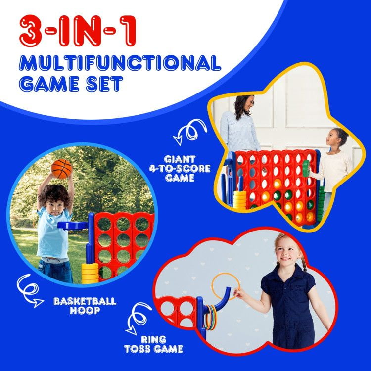 Chateauy 2.5 Feet 4-to-Score Giant Game Set – Large-Sized Tossing & Ring Toss Outdoor Activity for Family, Lawn, Backyard, Party, BBQ, and Beach