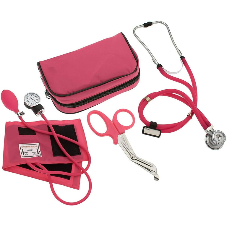 ASA Techmed Nurse Starter Kit - Stethoscope and Blood Pressure Cuff Set  with EMT Shears (Pink) 