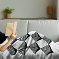 thumbnail image 3 of Black and White Soft Flannel Fleece Blanket, Art Deco Style Inspired Simplistic Monochrome Square Tiles Modern Art, Cozy Plush for Indoor and Outdoor Use, 50" x 70", Black and White, by Ambesonne, 3 of 5