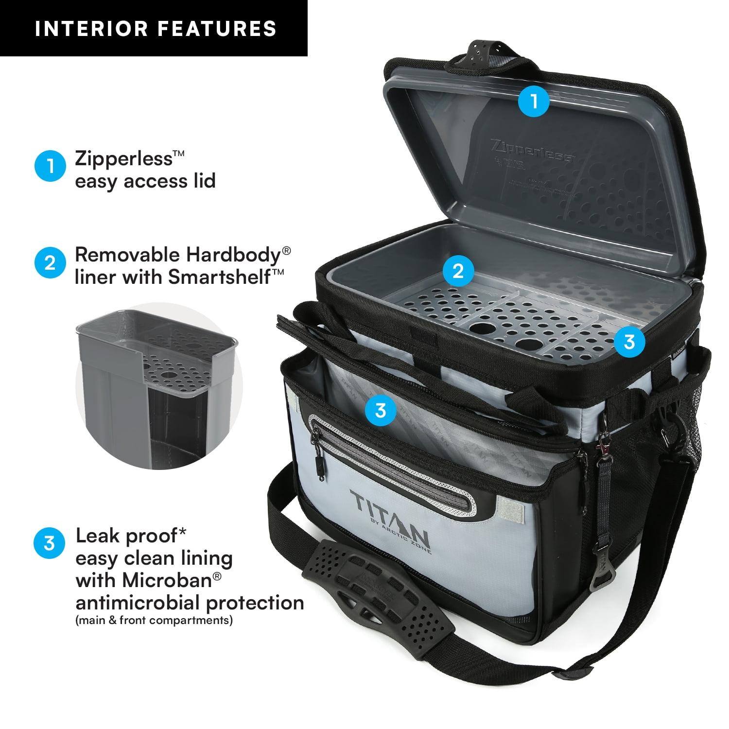 Titan by Arctic Zone 38-Can 25-Quart Iceless Zipperless Soft Cooler with Ice Blanket, Quarry Gray