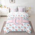 thumbnail image 2 of jejeloiu Blue Monogrammed C 7-Piece Bedding Comforter Set,Bow Tie Ribbon King Bedding Sets,Pink Riustic Flower Bed Sheets For Girl Teens,Ultra Soft Bedroom Decor Reversible, 2 of 8