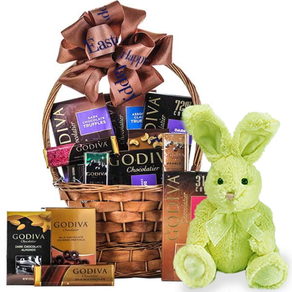 Easter Dream in Godiva Basket with Bunny
