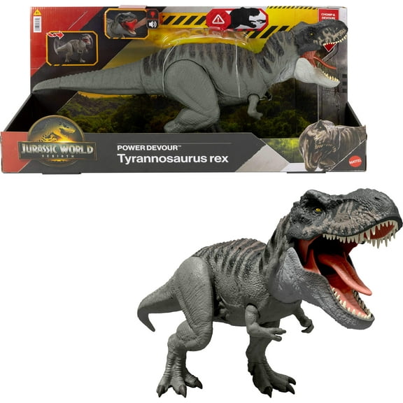 Jurassic World Rebirth Power Devour Tyrannosaurus Rex Dinosaur Figure, Constant Chomp Lights & Sound