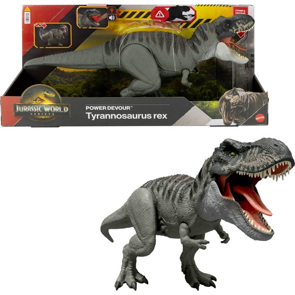 Jurassic World Rebirth Power Devour Tyrannosaurus Rex Dinosaur Figure, Constant Chomp Lights & Sound