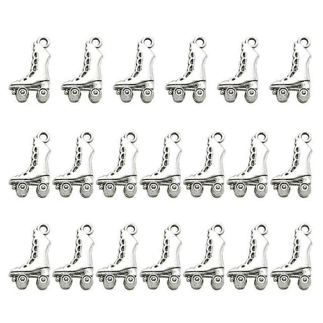 20pcs Alloy Ice Skate Shape Pendants Charms DIY Jewelry Making Accessory for Necklace Bracelet (Antique Silver)