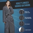 thumbnail image 5 of Elowel Pajamas Bathrobe for Men and Women Hooded Bath Robe Unisex Medium Grey, 5 of 8