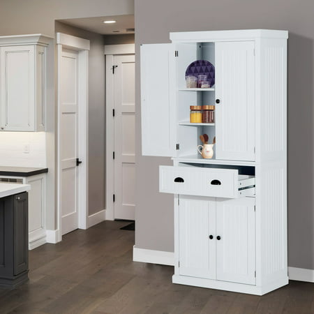 72inch Wood Kitchen Pantry Cabinet Tall Storage Cupboard Food Organizer Shelf Home Furniture White Walmart Canada