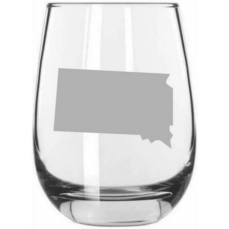 

South Dakota States Etched 15.25oz Libbey Stemless Wine Glass