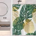 thumbnail image 4 of Tropical Shower Curtain for Bathroom Green Gold Palm Leaves Plants Pattern Botanical Bath Curtains Waterproof Fabric with Hooks for Home Decor, 72Wx84H, 4 of 6