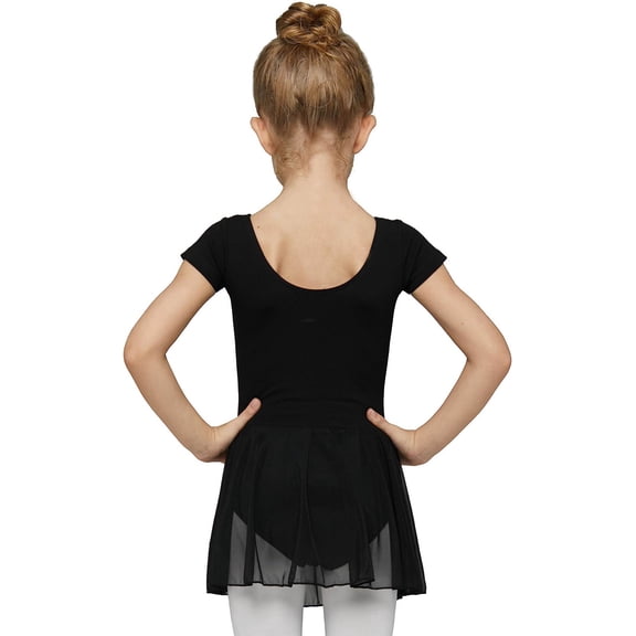1 Pack Leotard with Skirt Girls Dance Outfit Short Sleeve Gymnastic Ballerina Dress