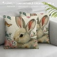 thumbnail image 3 of Creowell Happy Easter Bunny Pillow Covers Rabbit Flower Spring Farmhouse Decorative Throw Pillow Cases Blue Pink Yellow Cushion Cover for Couch, 3 of 5