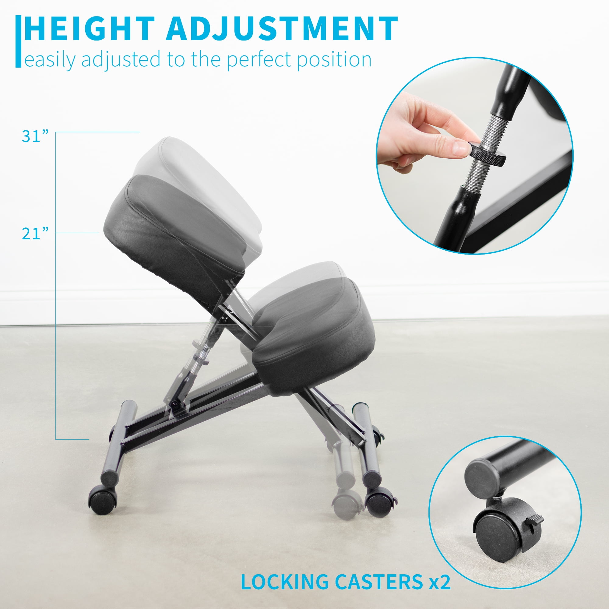 DRAGONN (By VIVO) Ergonomic Kneeling Chair for Home and Office, Black
