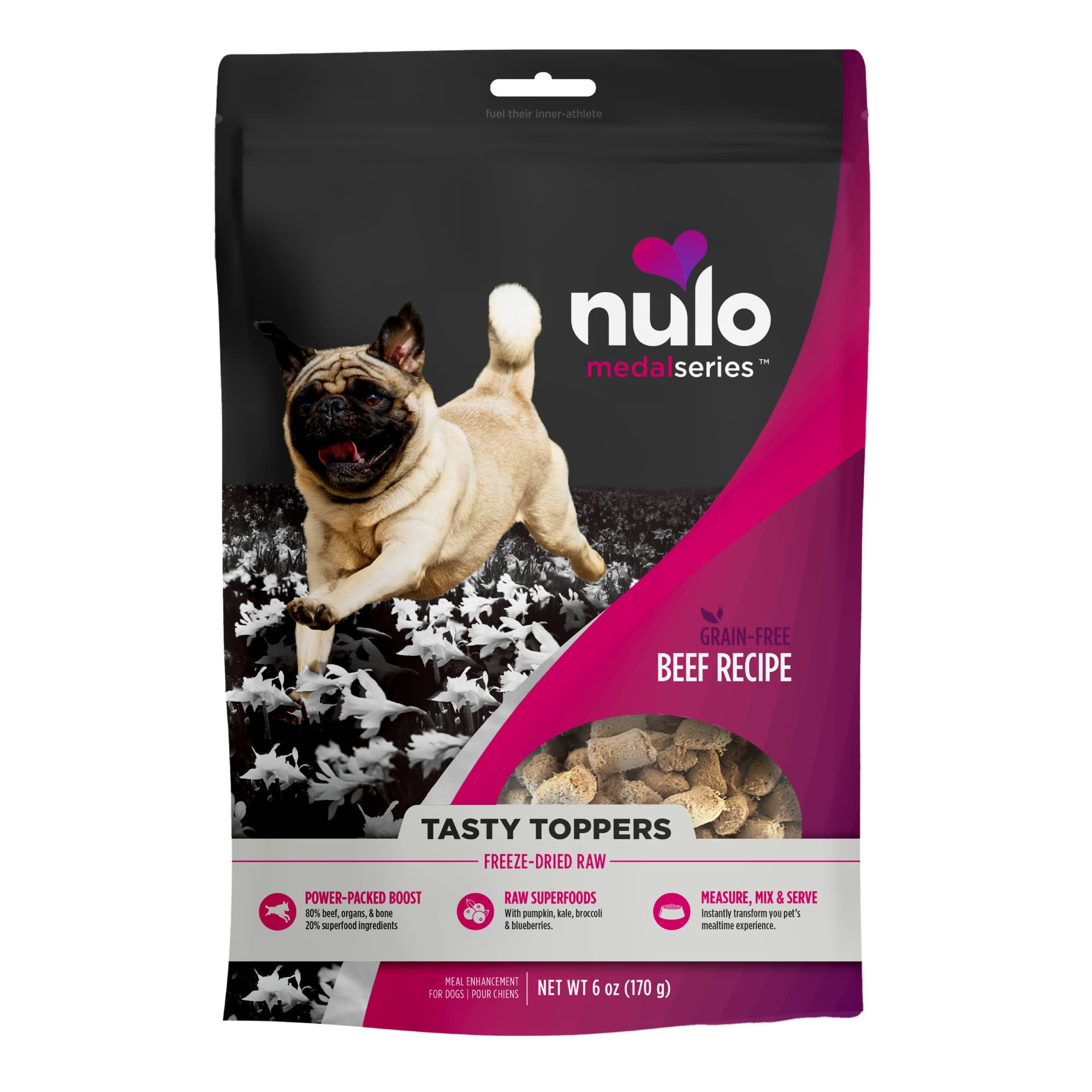Nulo MedalSeries Tasty Toppers Beef Freeze-Dried Raw Dog Food, 6 oz.