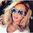 thumbnail image 4 of 2 Pairs Women Sparkling Crystal Sunglasses Oversized Square Thick Frame B2283, 4 of 11