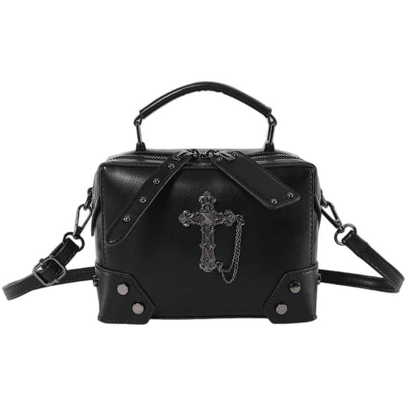 Hzzsbu Gothic Skull Shoulder Bag - Punk Studded Crossbody Purse with Chain Strap for Women