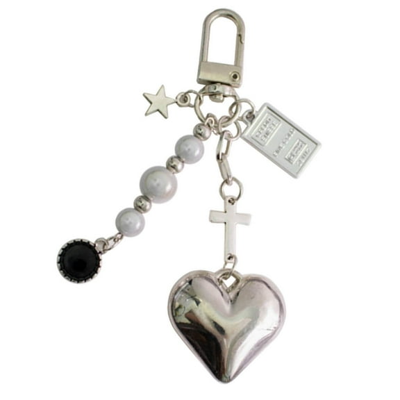 Aellinatey Trendy Alloy Key Rings with Cute Bear and Cross Charm Design Handmade Keychain