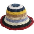 thumbnail image 5 of CoCopeaunts Straw Bucket Hat for Women Sun Shade Woven Wide Brim Fisherman Hat Foldable Floppy Rainbow Striped Crochet Bucket Cap, 5 of 8