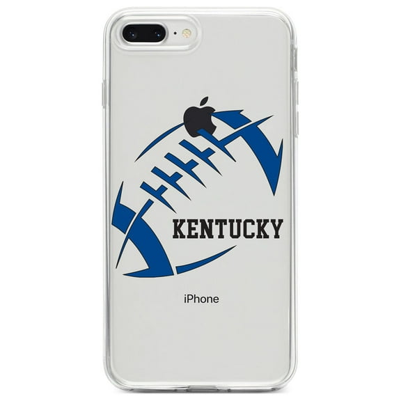 DistinctInk Clear Shockproof Hybrid Case for iPhone 7 PLUS / 8 PLUS (5.5" Screen) - TPU Bumper, Acrylic Back, Tempered Glass Screen Protector - Kentucky Football - Blue, Black