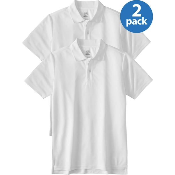 Wonder Nation Boys School Uniform Short Sleeve Performance Polo Shirt, 2-Pack Value Bundle, Sizes 4-18 & Husky