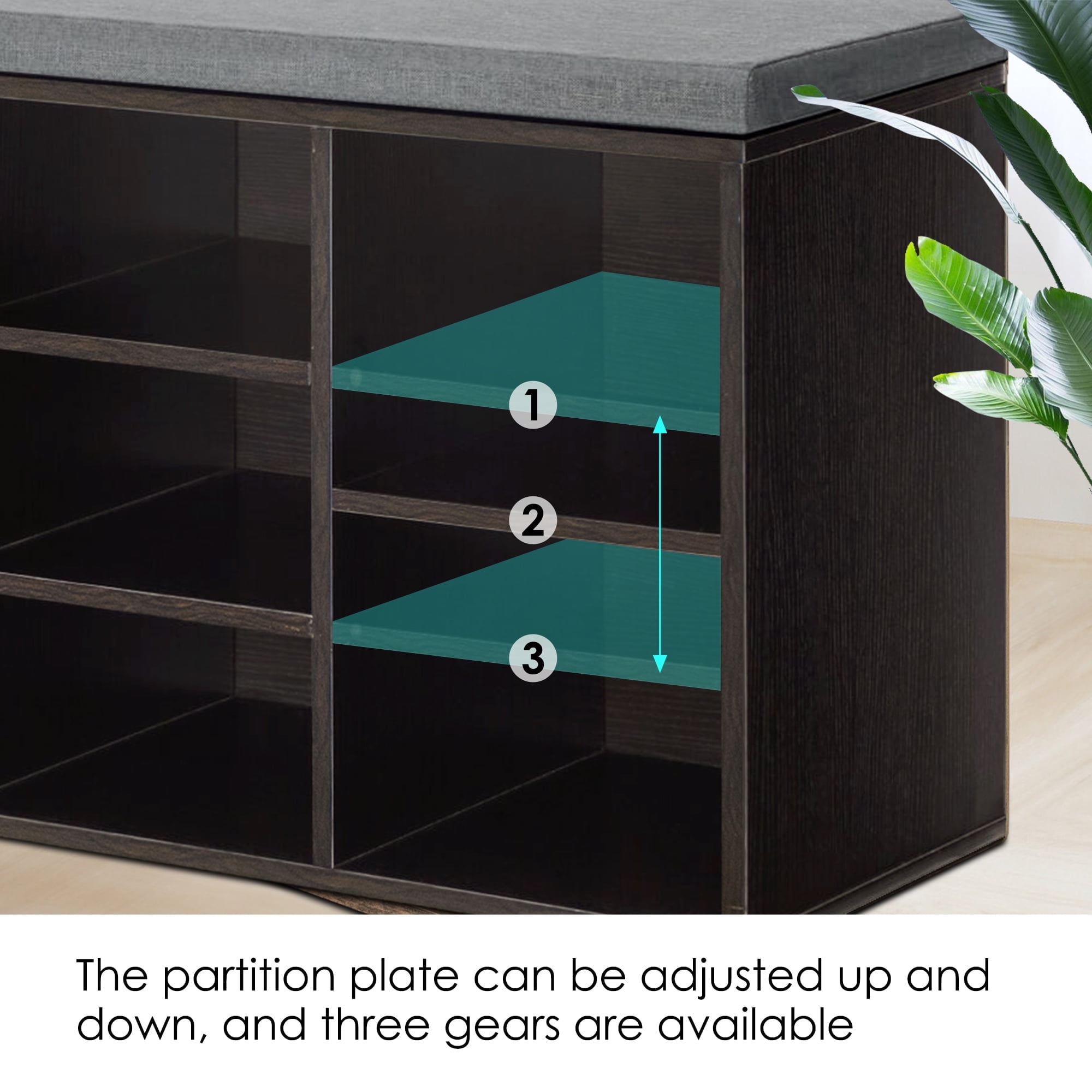 Shoe Bench Storage Bench 10 Compartments Shoe Organizer with 3-Tier Shoe Rack Bench Adjustable Shelves Shoe Shelf for Living Room Entryway Hallway Bedroom