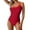 Red, variant on Womens Beach One Shoulder Swimsuits Color Block One-Piece Swiming Suits Padded Tummy-Control Swimwear Hot Pink, XXL