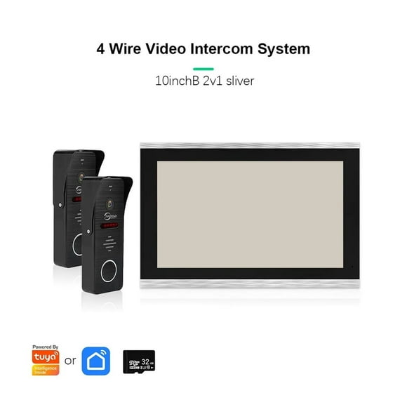 Système d'Intercom Vidéo avec Sonnette en Métal pour la Maison Tuya Caméra Vidéo Intelligente Doorhpone 160° 4 Câbles Moniteur Tactile 1080P, Détection Intelligente