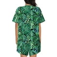 thumbnail image 3 of Naloa Monstera Leaves Women's Short-Sleeved Pajama Set, Loungewear, Summer pajamas, Breathable Cozy - Medium, 3 of 9