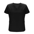 thumbnail image 3 of Horkkom Scrub Sets for Woman V Neck Short Sleeve Tops Elastic Waist Long Pants Nurse Scrubs Solid Color Uniforms with Pockets Black 2XL, 3 of 7